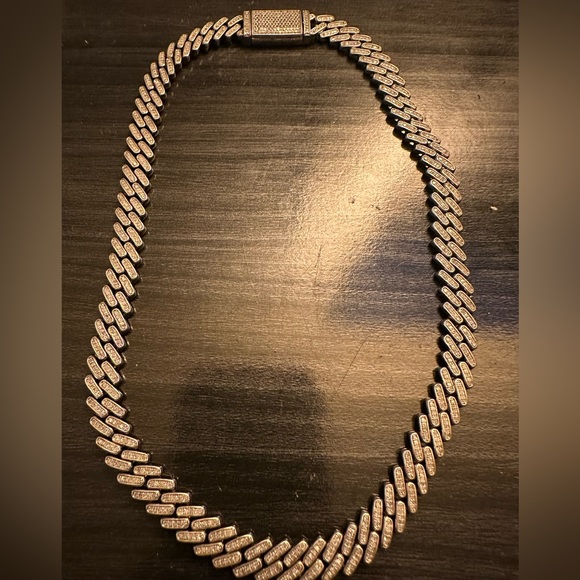 925 Silver 10mm 18in Diamond Cuban